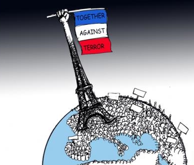 "Ensemble contre la terreur". Dessin de Bleibel.